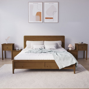 Noptiere, 2 buc., maro miere, 79,5x38x65,5 cm lemn masiv de pin - V814546V - Img 2