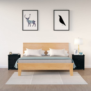Noptiere, 2 buc., negru, 50x35x61,5 cm, lemn masiv de pin - V813688V - Img 2