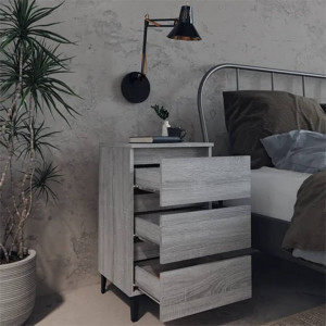Noptiere cu picioare metalice 2 buc. gri sonoma, 40x35x69 cm - V813143V - Img 3