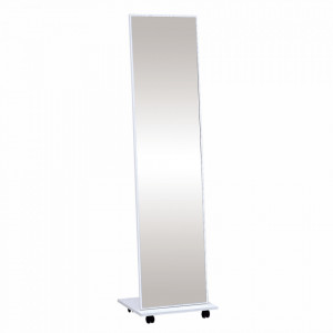 Oglindă de podea cu roţi, albă, 40x168 cm - TP256734