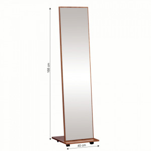 Oglindă de podea cu roţi, maro, 40x168 cm - TP256732 - Img 2