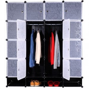 Organizator de dulap modular, alb / negru - TP182591 - Img 1