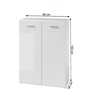 Pantofar, alb lucios, 90x40x122 cm - TP239488 - Img 2