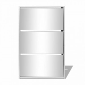 Pantofar cu oglinda si 3 niveluri, alb, 63 x 17 x 102,5 cm - V243048V - Img 3