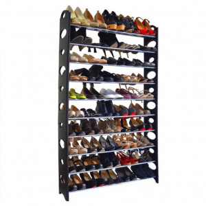 Pantofar, rafturi, negru, 96x154x20 cm - TP126087 - Img 1