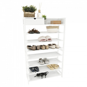 Pantofar, suport pentru pantofi, 7 poliţe, alb, 70x25x117 cm - TP296531 - Img 10