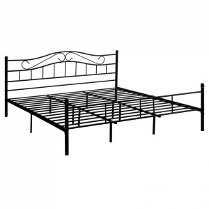 Pat Agnes cadru metalic - pat frantuzesc vintage - 180x200cm - negru - P49976889 - Img 2