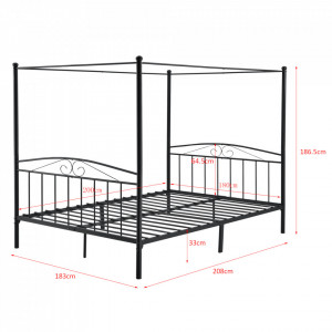 Pat baldachin, 200 x 180 cm, otel, negru - P71799192 - Img 2