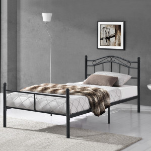 Pat cadru metalic -vintage Coca, - 90 x 200 cm (negru) - P52495470 - Img 1