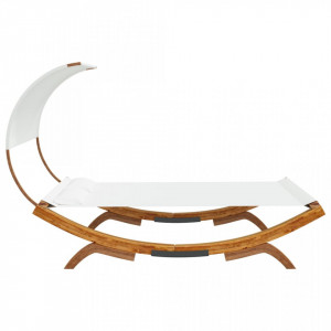 Pat de exterior cu baldachin, crem, 165x203x126 cm, lemn masiv - V313953V - Img 4