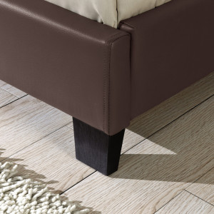 Pat frantuzesc modern tapitat, imitatie de piele, 140 x 200 cm, maro inchis, fara saltea - P49639390 - Img 4