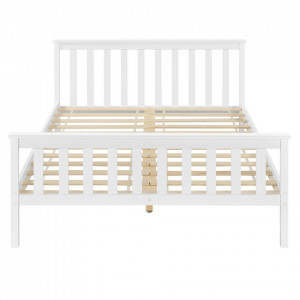 Pat lemn cu saltea spuma rece, 208 x 148 x 82 cm, lemn/poliester, alb, pentru 2 persoane - P65537507 - Img 3