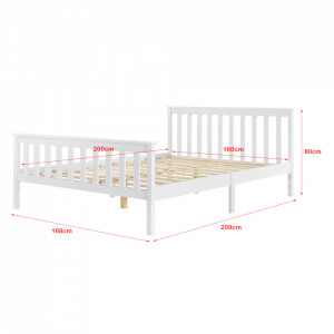 Pat lemn dublu, 209 x168 x 80 cm, alb mat, 200 Kg, fara saltea - P72021427 - Img 4