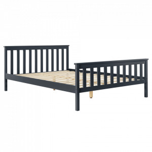 Pat lemn Opal cu saltea spuma rece, 208 x 188 x 82 cm, lemn/poliester, gri inchis, pentru 2 persoane - P65537511 - Img 2
