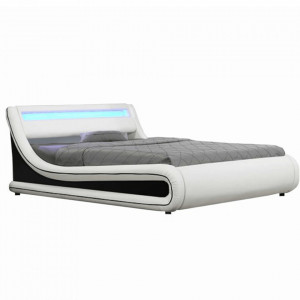 Pat matrimonial cu LED RGB, 180x200 cm, alb - TP242663 - Img 6