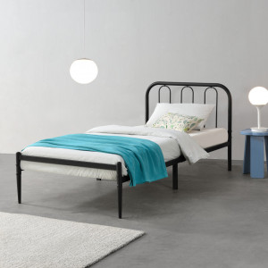 Pat rama metalica 1 persoana, 208 x 95 x 88 cm, otel, negru - P69577776