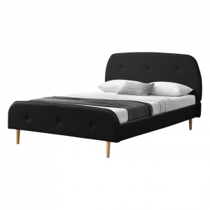 Pat tapitat dublu, 214 x 154 x 103 cm, imitatie piele, negru mat - P71152636 - Img 2