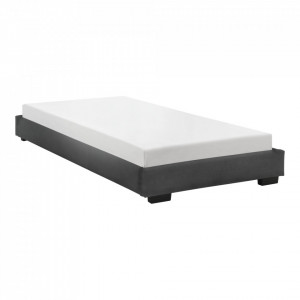 Pat tapitat modern cu saltea, 200 x 90 x 16 cm, negru, pentru 1 persoana - P67666364 - Img 3