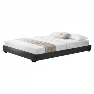 Pat tapitat modern imitatie piele, 214 x 146 x 20 cm, negru, pentru 2 persoane - P67234583 - Img 2