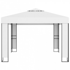Pavilion cu acoperiș dublu & șiruri de lumini LED, alb, 3x3 m - V3070302V - Img 4