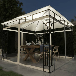 Pavilion cu plasă anti-țânțari & lumini LED crem 3x3x2,73m - V3070314V - Img 2