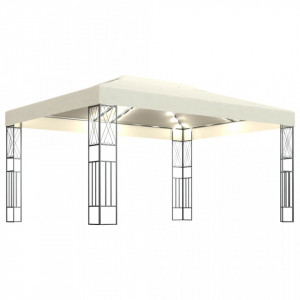 Pavilion cu șir de lumini LED, crem, 3x4 m, țesătură - V3070328V - Img 1
