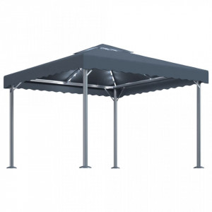 Pavilion cu șiruri de lumini LED, antracit, 300x300cm aluminiu - V3070343V
