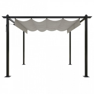 Pavilion grădină, acoperiș retractabil, crem, 3x3 m - V318534V - Img 3
