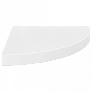 Raft coltar de perete, alb extralucios, 35x35x3,8 cm, MDF - V323907V - Img 2
