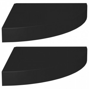 Rafturi colt de perete, 2 buc., negru, 25x25x3,8 cm, MDF - V323899V - Img 2