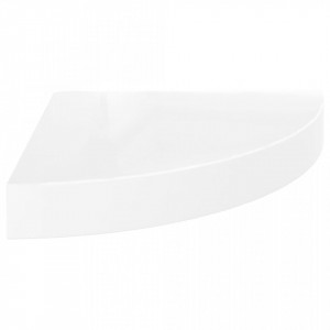 Rafturi colt perete, 4 buc., alb extralucios, 25x25x3,8 cm, MDF - V323888V - Img 4