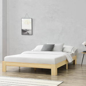 Rama pat lemn brad, culoarea lemnului, 204 x 144 x 30 cm - P72514406 - Img 1
