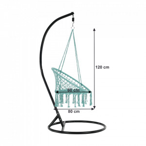 Scaun balansoar suspendabil, leagăn agăţat, mentol, 80x120 cm - TP274290 - Img 11