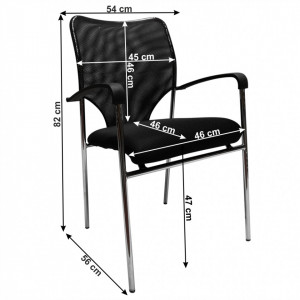 Scaun conferinţă, negru, 54x82x56 cm - TP255204 - Img 2