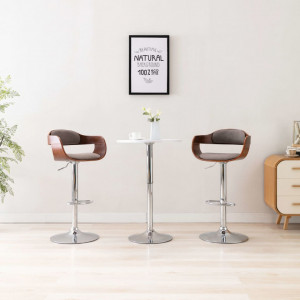 Scaun de bar, placaj si material textil gri taupe - V287408V