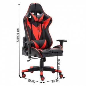 Scaun de birou cu difuzoare Bluetooth, gaming, negru și roşu, 66x60x125-133 cm - TP279411 - Img 2