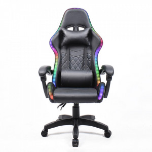 Scaun de birou cu iluminare RGB, gaming, negru, 64x60x127-137 cm - TP279983 - Img 5