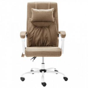 Scaun de birou cu masaj, gri taupe, material textil - V20316V