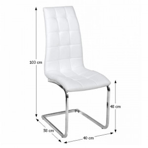 Scaun de bucătărie, piele eco albă/crom - TP143863 - Img 2