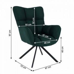 Scaun de design, ţesătură verde - TP265010 - Img 7