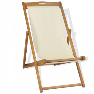 Scaun de exterior, crem, 56 x 105 x 96 cm, lemn de tec - V43802V - Img 2