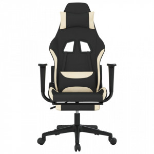 Scaun de gaming cu suport picioare, negru și crem, textil - V3143743V - Img 3