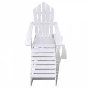 Scaun de gradina cu taburet, alb, lemn - V40859V - Img 2