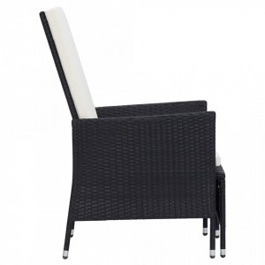 Scaun de grădină rabatabil cu perne, negru, poliratan - V310228V - Img 4