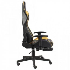 Scaun de jocuri pivotant cu suport de picioare, auriu, PVC - V20498V - Img 3