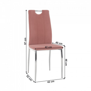 Scaun de masă, ţesătură de catifea roz / crom - TP285431 - Img 12