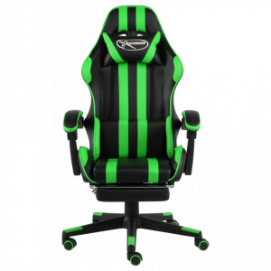 Scaun de racing suport picioare negru/verde piele ecologică - V20529V - Img 1