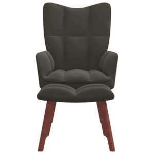 Scaun de relaxare cu taburet, gri închis, catifea - V328063V - Img 1