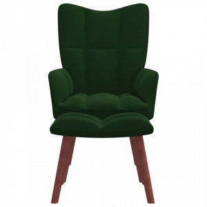 Scaun de relaxare cu taburet, verde închis, catifea - V328064V - Img 1
