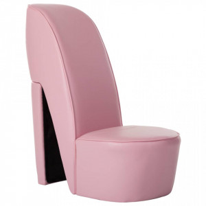 Scaun, design toc inalt, roz, piele ecologica - V248648V - Img 1